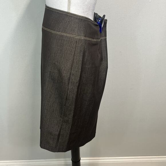 Cache Skirt size 6 Classic Brown Straight Pencil Knee Stretch Casual Career - Picture 6 of 9